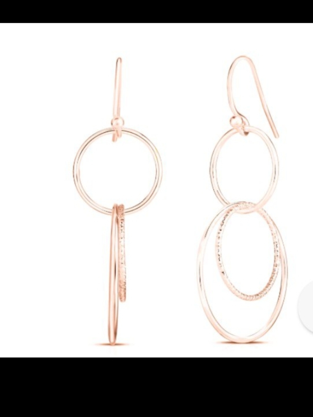 Rose Gold Double Hoop Drop Earrings - Women
